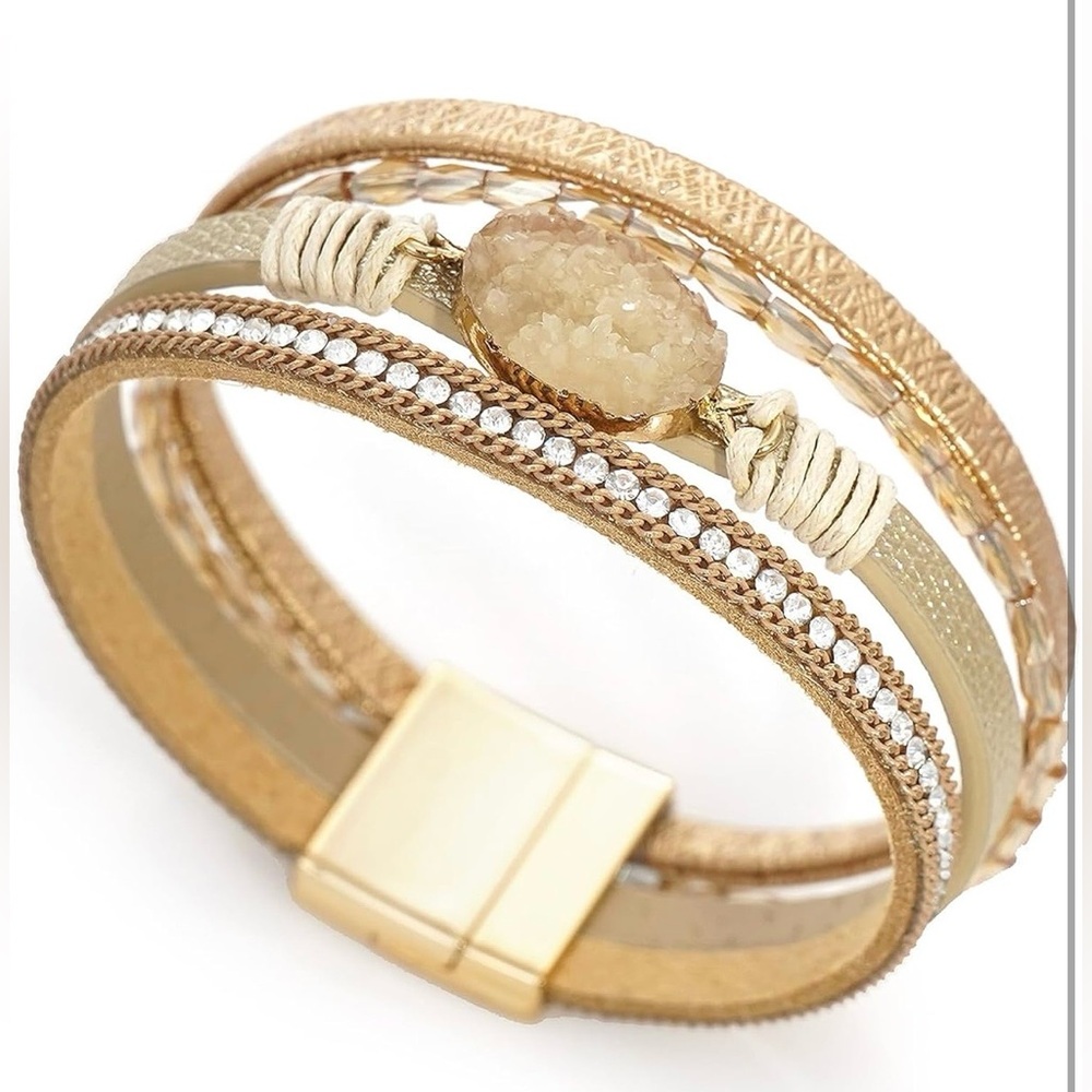 Layered Wrap Bracelet Multilayered with Magnetic Clasp - Picture 3 of 9